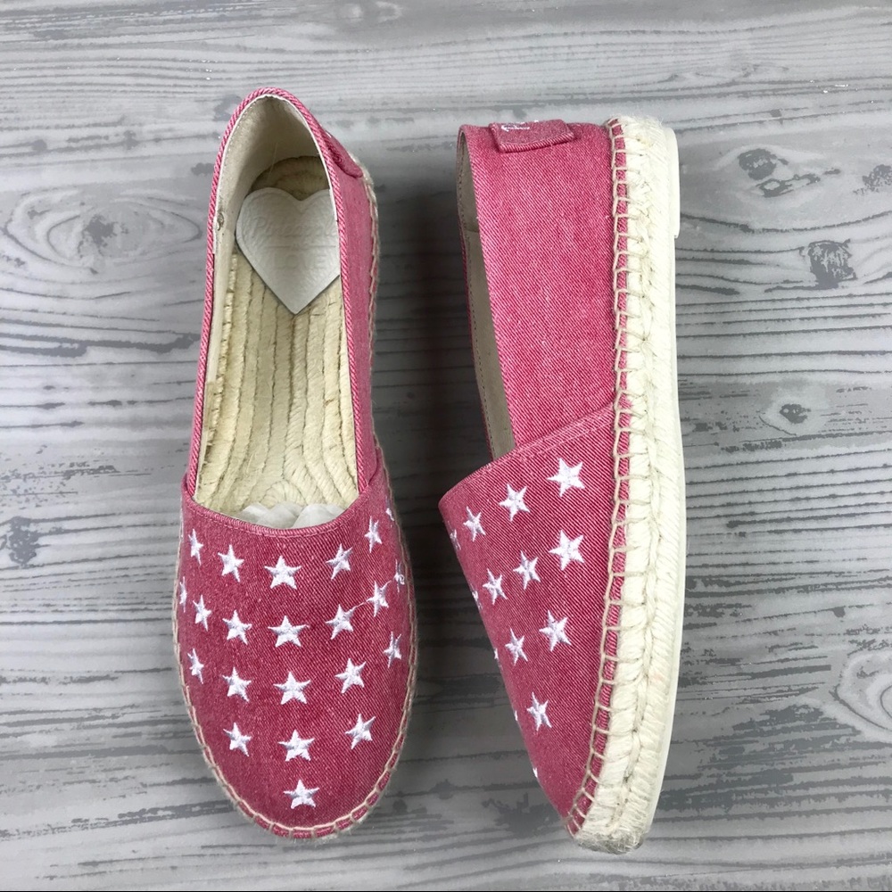 Red denim embroidered star espadrilles - Picture 1 of 7